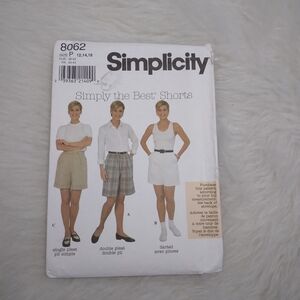 SIMPLICITY 8062 SZ 12-16 Simply The Best Shorts, Single Or Double Pleat, Or Dart